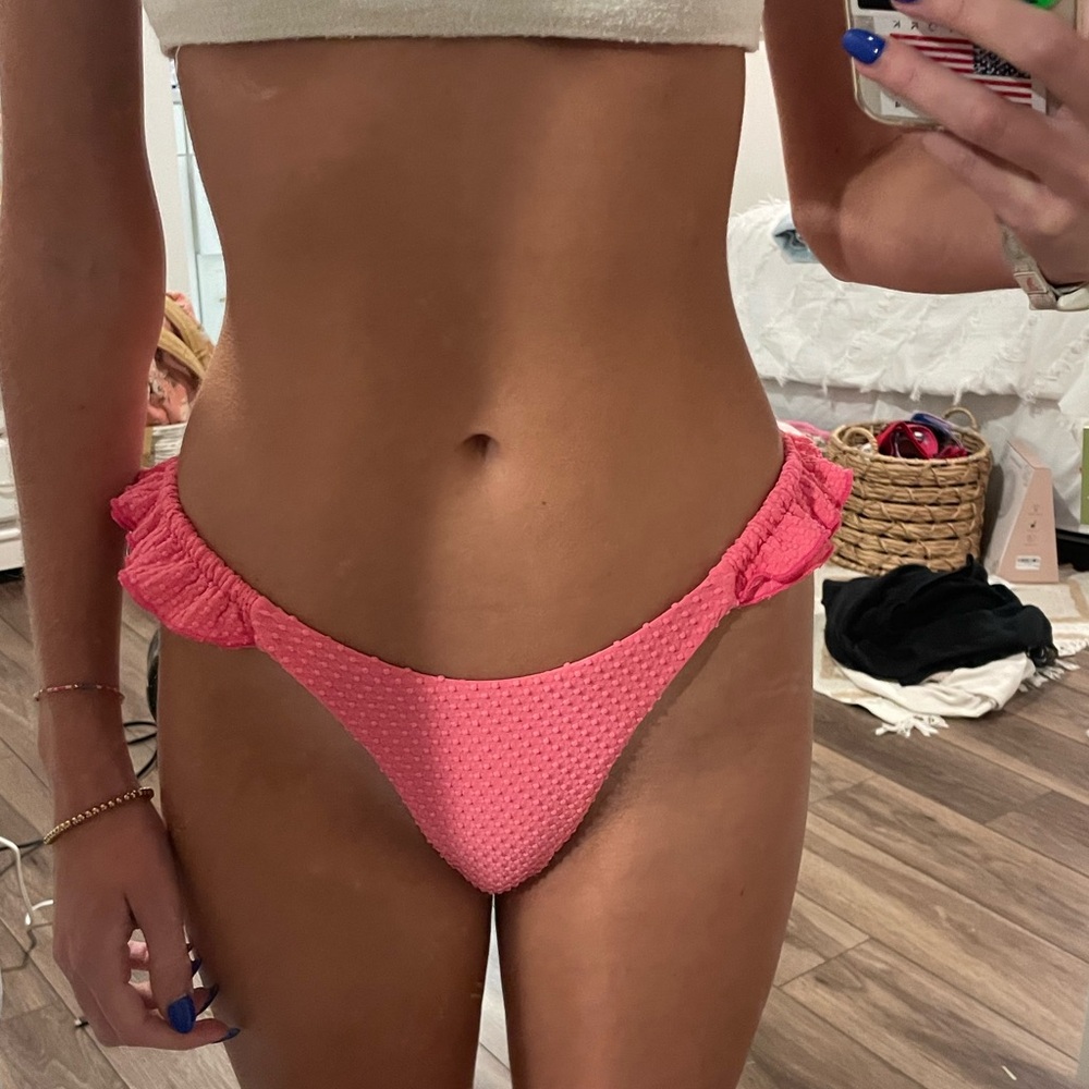 Ruffle pink bikini bottoms